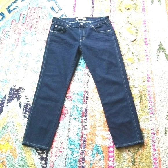 AMO No BOW Denim Crop Ankle Back Zipper SOFT RAW Denim 5 Pocket Zip Jeans 29 NWT - Picture 4 of 16